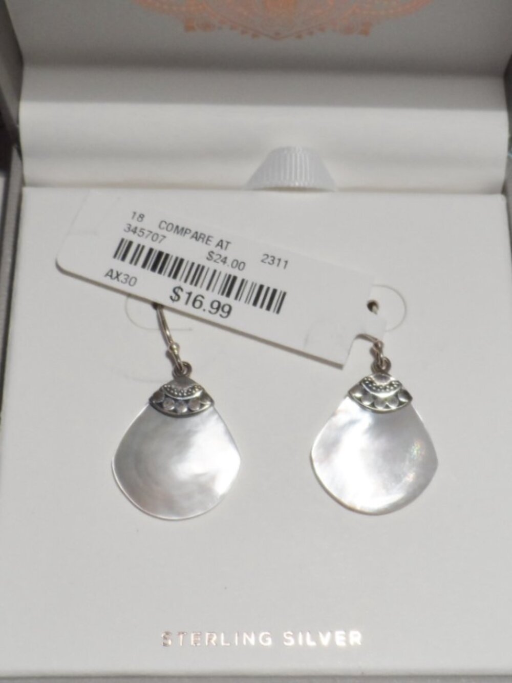 Annika Witt Sterling Silver 925 Earrings w/ Abalone Shell French hooks NIB